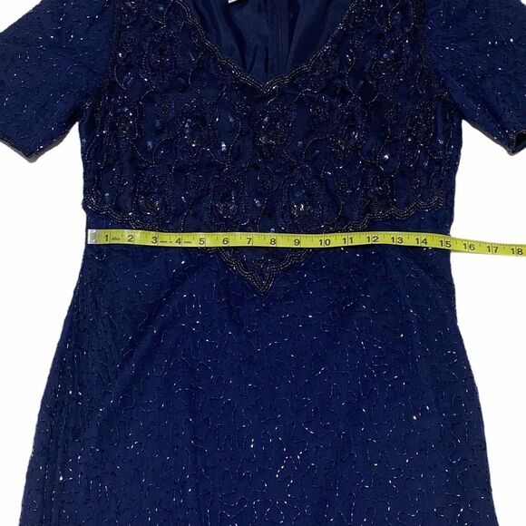 LAURENCE Kazar Blue Beaded Silk Maxi Dress Medium - Picture 8 of 12